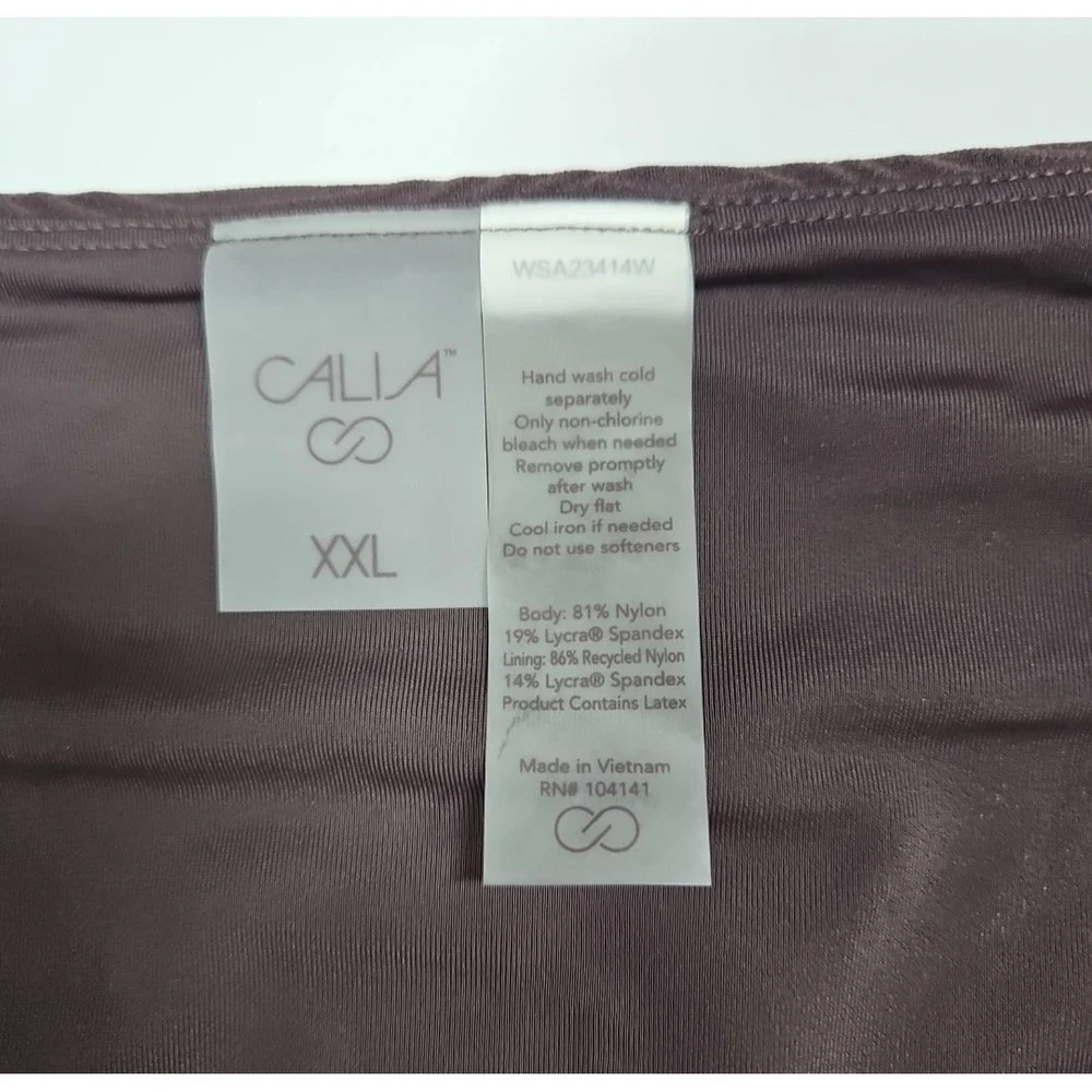 Calia Womens Dark Brown Waves High Leg Bikini Swim Bottoms Size XXL NWT‎